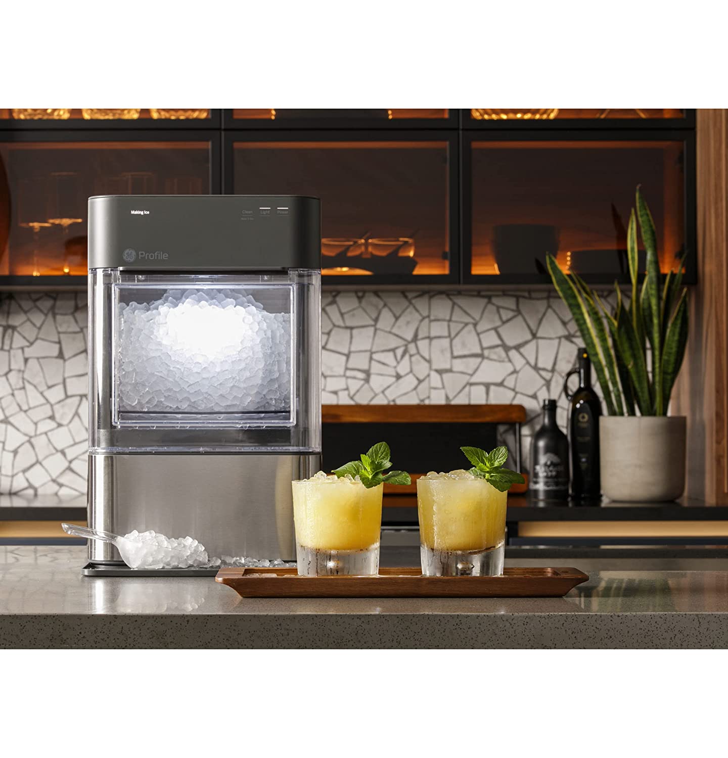 GE Profile Opal 2.0, Countertop Nugget Ice Maker, Ice Machine With WiFi Connectivity, Smart Home Kitchen Essentials, Black Stainless