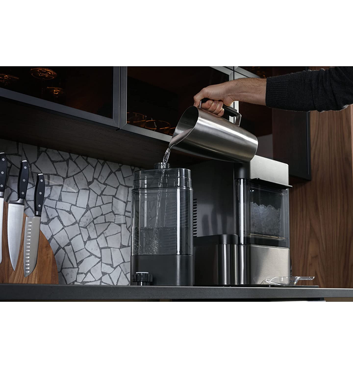GE Profile Opal 2.0, Countertop Nugget Ice Maker, Ice Machine With WiFi Connectivity, Smart Home Kitchen Essentials, Black Stainless