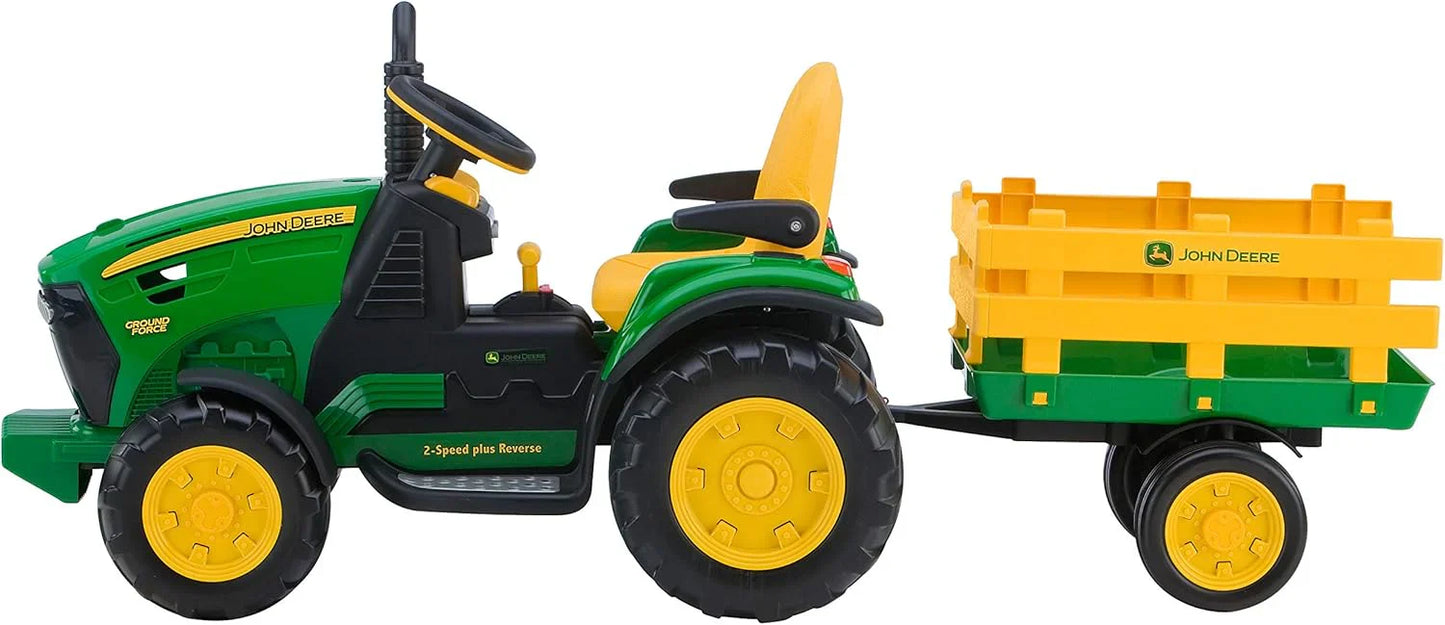 Peg Perego John Deere Ground Force Tractor With Trailer 12 Volt Ride On