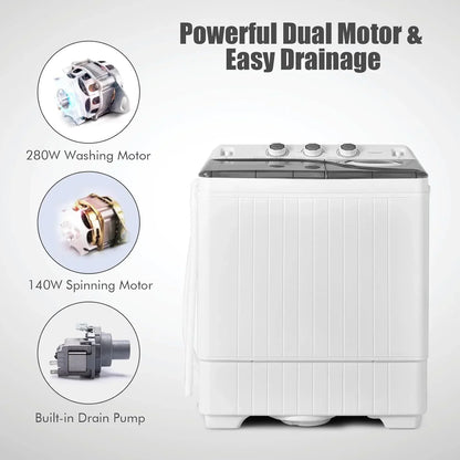 Costway Double Tub 26 Lb Capacity Laundry 18 Lb 8 Lb Spin Combo Drain Pump Washing Machine