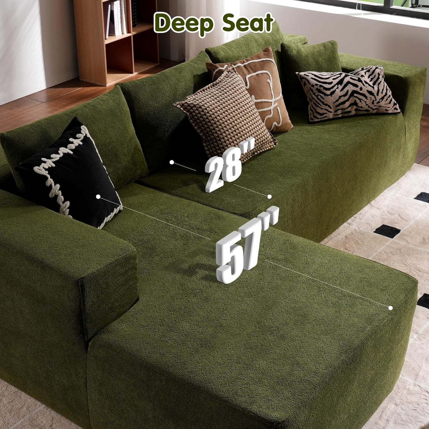 Ovios 104 In. Cloud Sectional Couch With L-Shape Chaise, Modern Modular Sofa With Deep Seat, Upholstered Couches For Living Room Bedroom