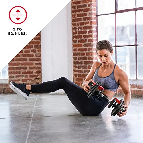 Bowflex SelectTech 552 Adjustable Dumbbells Pair, 5-52.5 Lbs, Space-Saving Home Gym Equipment