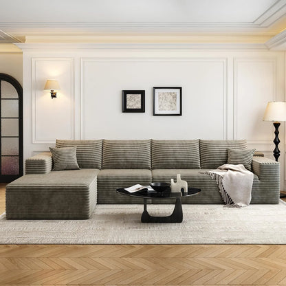 107.5 In. Cloud Modular Sectional Sofa Couch With L-Shape Chaise, Modern Minimalist Upholstered Couches For Living Room Bedroom