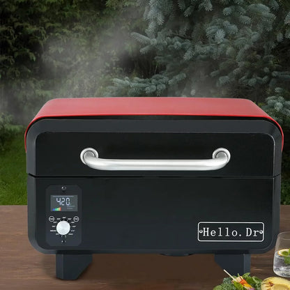 Portable Wood Pellet Grill And Smoker, Electric Outdoor 8-in-1 Tabletop Grills For RV Camping Tailgating RV Cooking Bbq