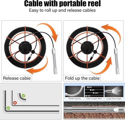 Sewer Inspection Camera, 100 Ft., DVR, Audio, 4.3 In. Screen