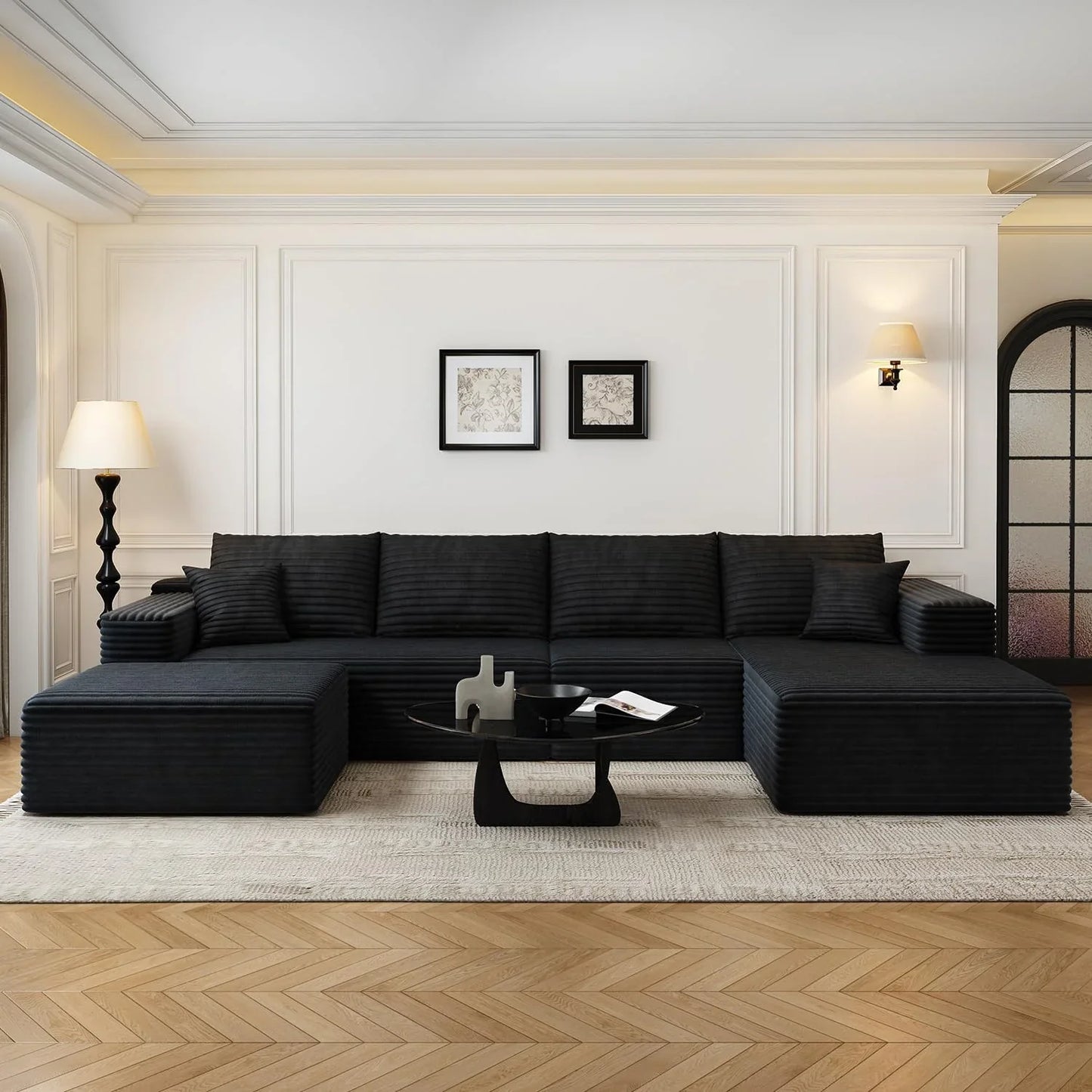 107.5 In. Cloud Modular Sectional Sofa Couch With L-Shape Chaise, Modern Minimalist Upholstered Couches For Living Room Bedroom