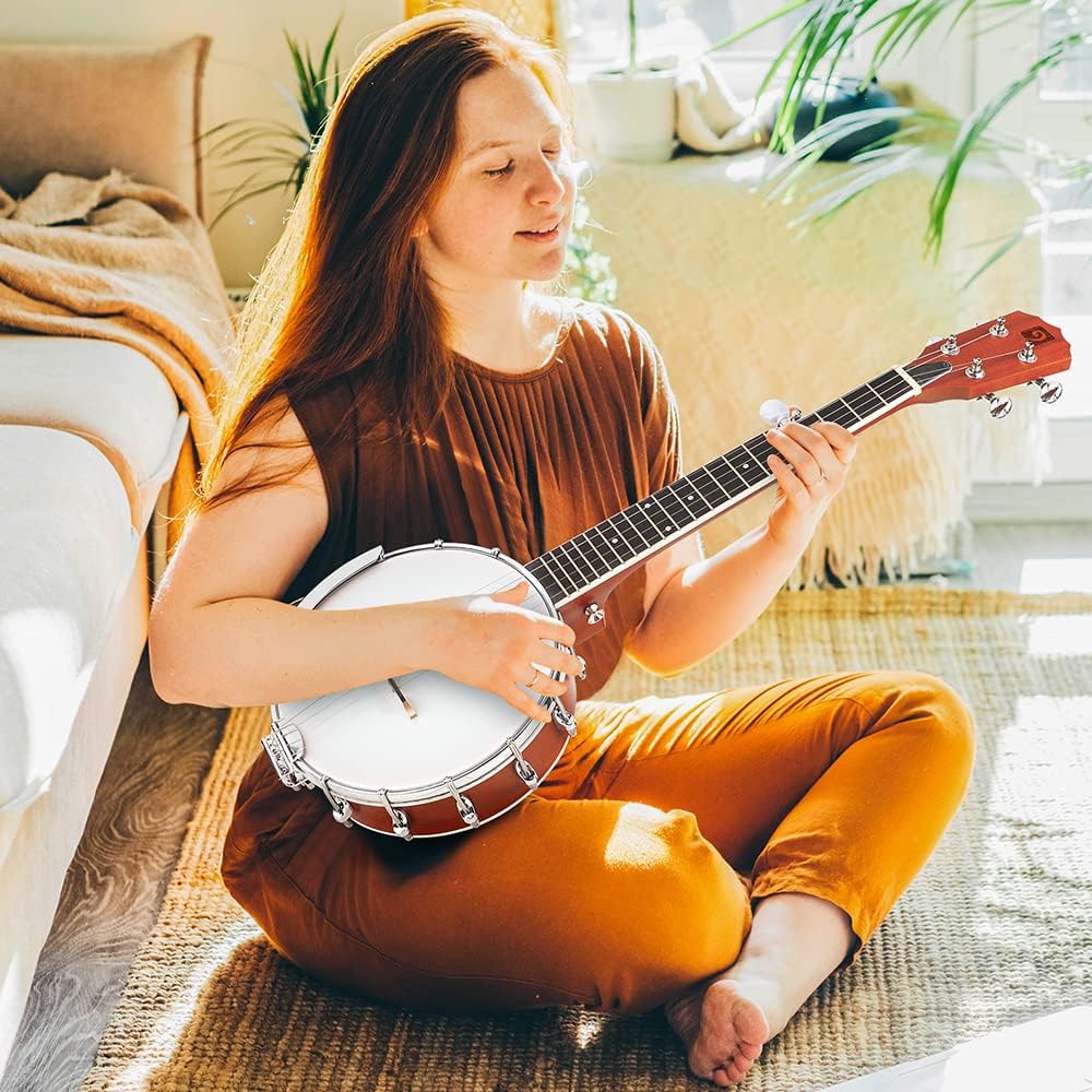 String Banjo 26 In. Mini Travel Banjo Banjo Beginner Kit With Remo Head Open Back And Closed Solid Back With Beginner Kit Comfortable Carrying Bag