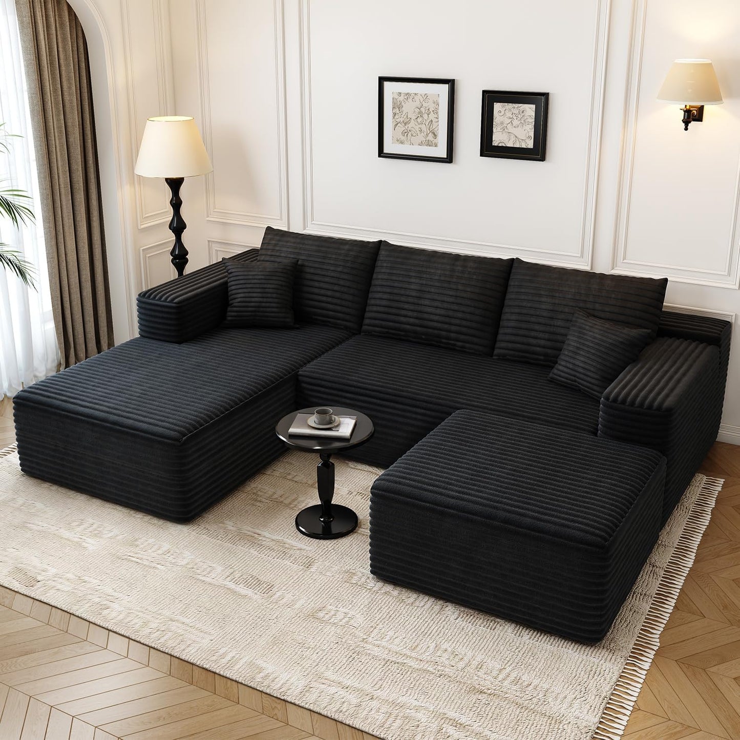 107.5 In. Cloud Modular Sectional Sofa Couch With L-Shape Chaise, Modern Minimalist Upholstered Couches For Living Room Bedroom