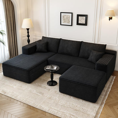 107.5 In. Cloud Modular Sectional Sofa Couch With L-Shape Chaise, Modern Minimalist Upholstered Couches For Living Room Bedroom