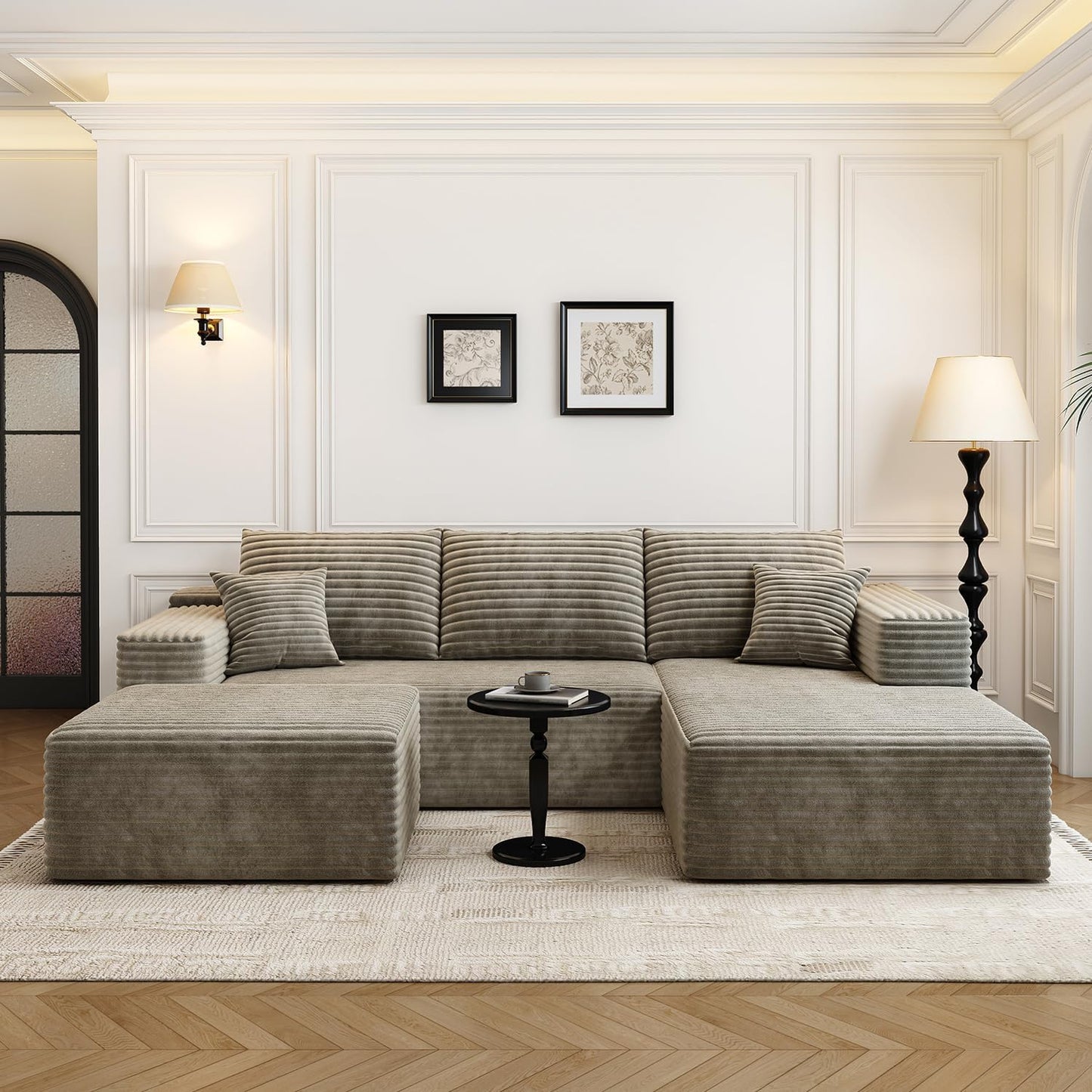 107.5 In. Cloud Modular Sectional Sofa Couch With L-Shape Chaise, Modern Minimalist Upholstered Couches For Living Room Bedroom