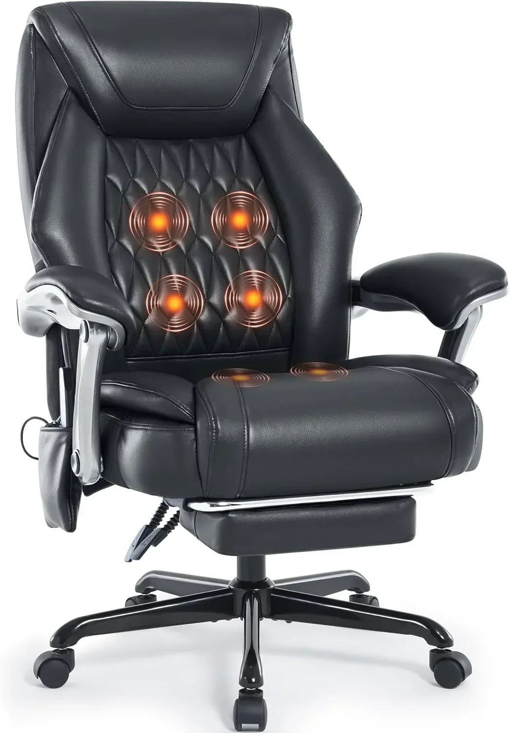 Massage Office Chair With Heating And Footrest Ergonomic Executive Reclining Office Chair