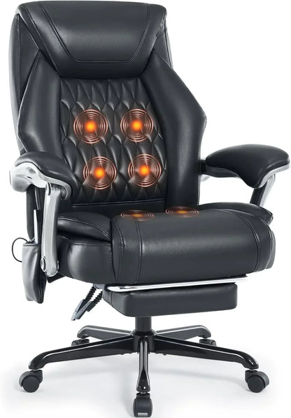Massage Office Chair With Heating And Footrest Ergonomic Executive Reclining Office Chair