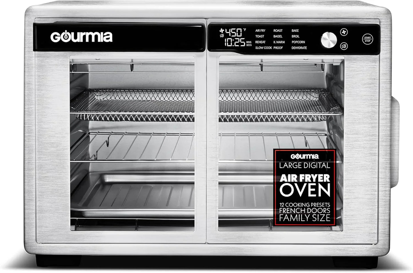 Gourmia French Door Air Fryer Oven- 37 Qt. Large Capacity Convection Toaster Oven