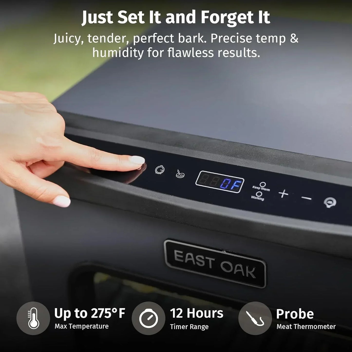 East Oak 30 In. Outdoor Electric Smoker Built-In Meat Probe Smokes Up To 6 Times Longer