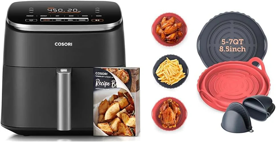 Cosori Air Fryer 9-in-1 Compact And Large 6-Qt. Fast Turbo Modes Precise Heat For Even Results