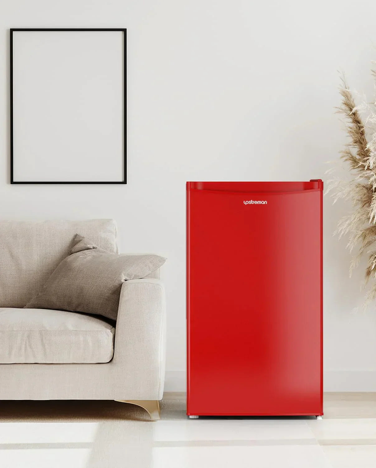 Upstreman 3.2 Cu. Ft. Mini Fridge Freezer Single Door Fridge Dorm Fridge Adjustable Thermostat