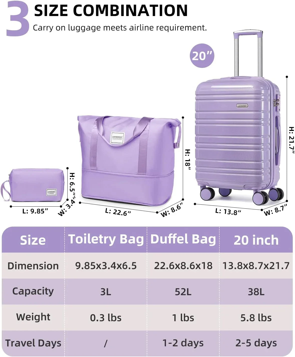 6-piece Luggage Set, Expandable Hardshell Suitcase Set With Spinner Wheels, Lightweight Rolling Luggage Set