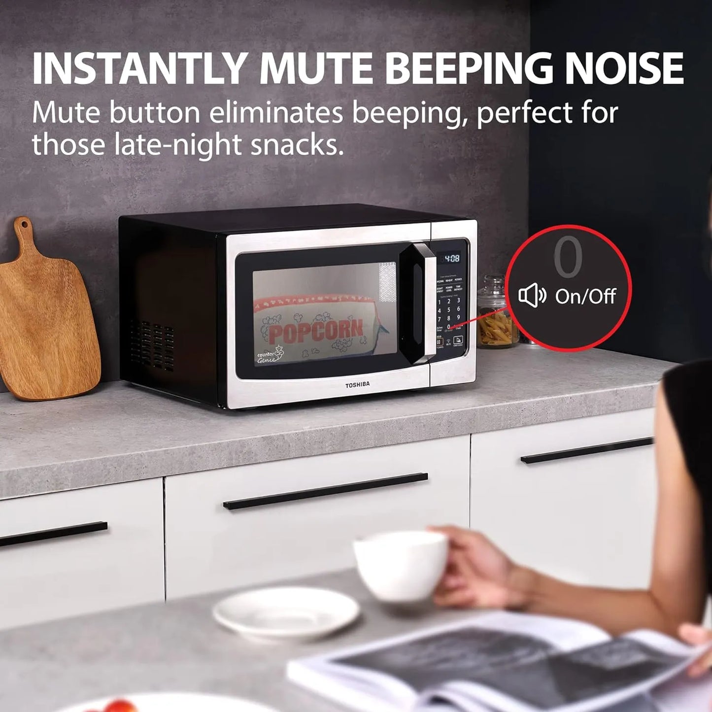 Toshiba 4-in-1 ML-EC42P, SS Countertop Microwave Oven, Smart Sensor, Convection, Air Fryer Combo, Mute Function