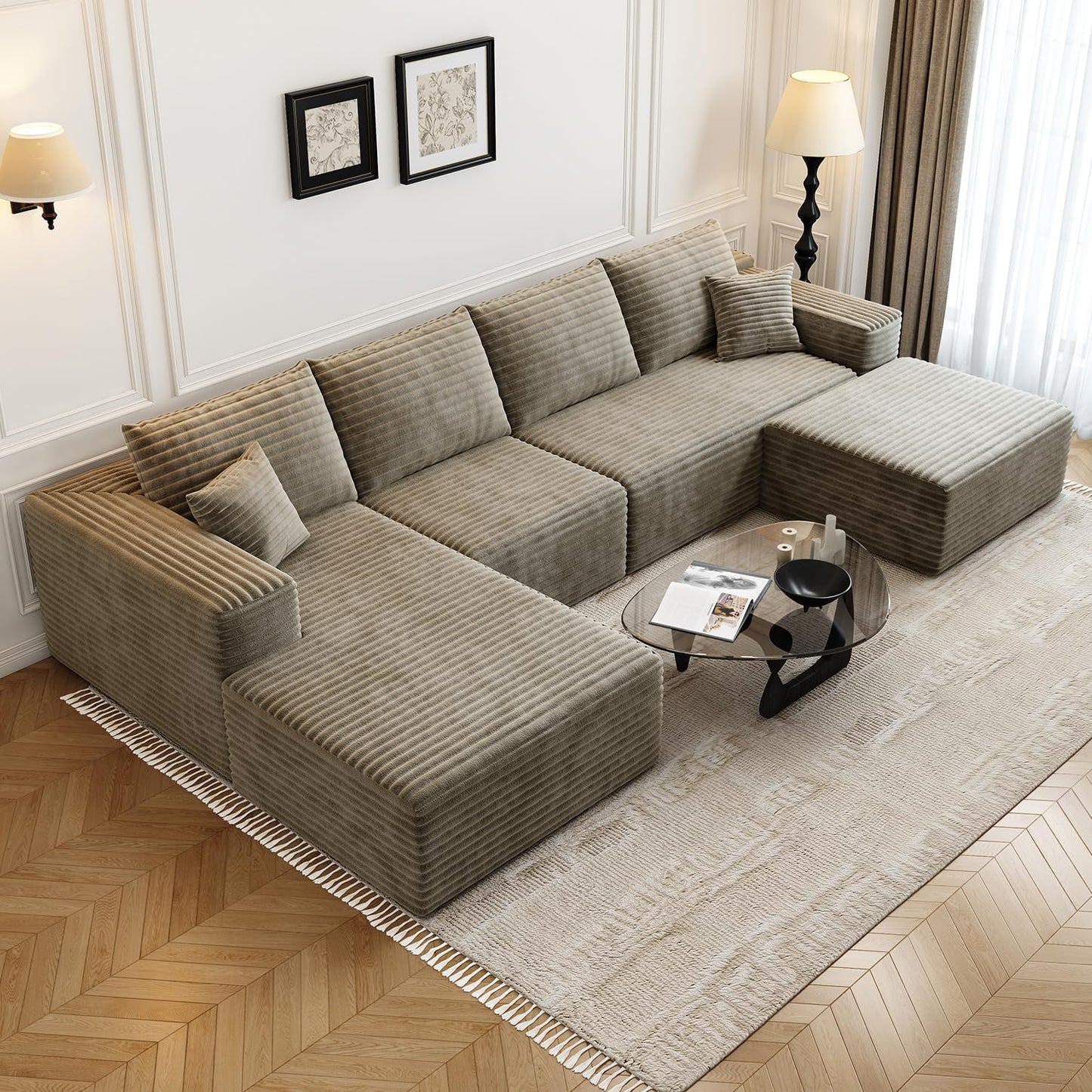 107.5 In. Cloud Modular Sectional Sofa Couch With L-Shape Chaise, Modern Minimalist Upholstered Couches For Living Room Bedroom