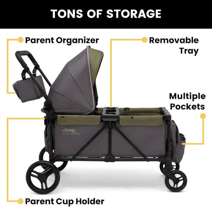 Jeep Sport All-Terrain Stroller Wagon By Delta Children Includes Canopy Parent Organizer