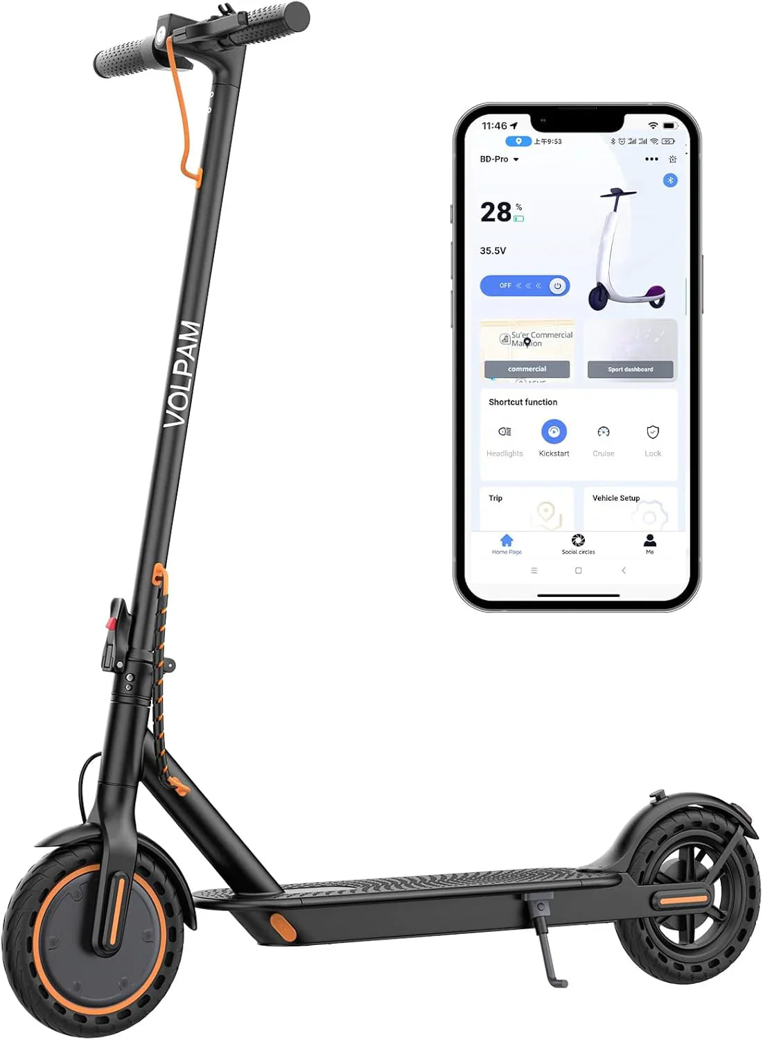 Electric Scooter, 350W/500W Powerful Motor, 8.5 In./10 In. Solid Tires, 19/22Mph, 28/21/12 Miles Range, Dual Braking