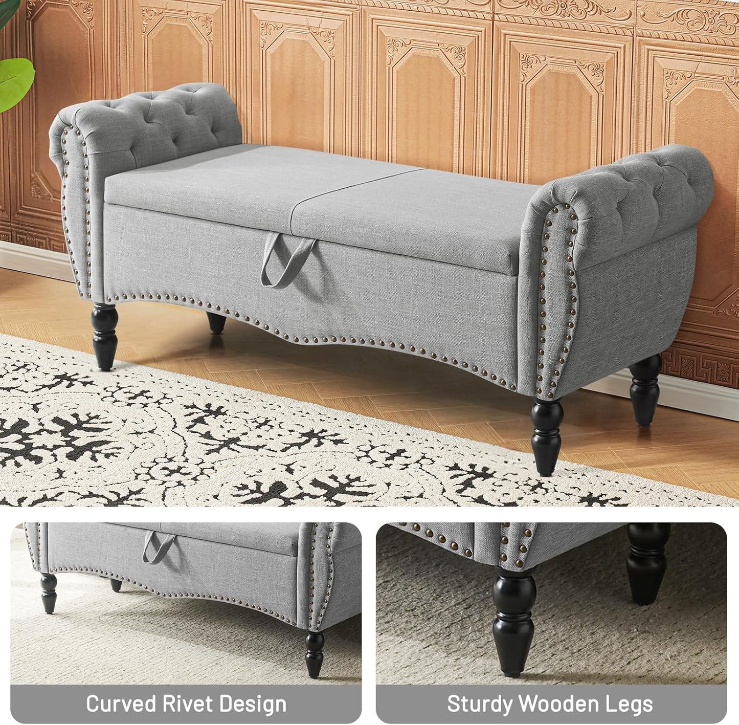 Furniliving Modern Storage Ottoman Bench