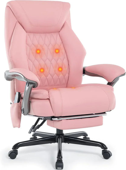 Massage Office Chair With Heating And Footrest Ergonomic Executive Reclining Office Chair