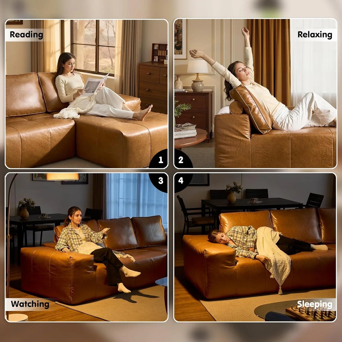 Ovios 104 In. Cloud Sectional Couch With L-Shape Chaise, Modern Modular Sofa With Deep Seat, Upholstered Couches For Living Room Bedroom