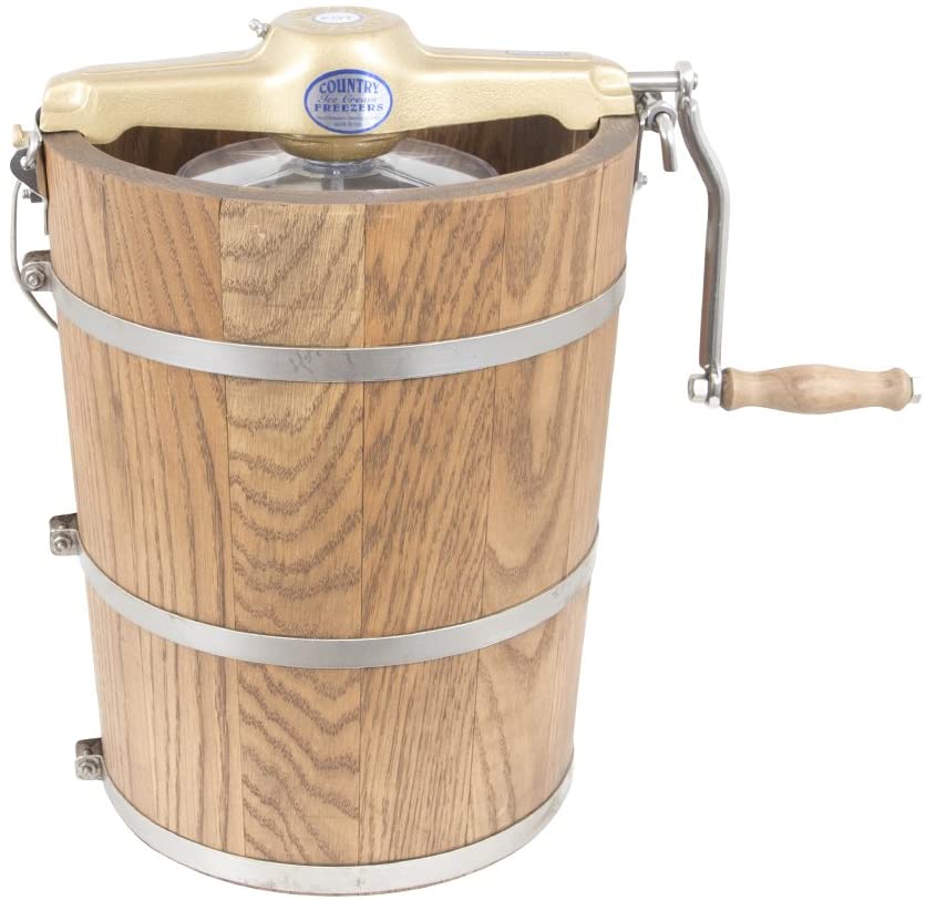 6 Qt. Ice Cream Maker, Classic Wooden Tub, Hand Crank