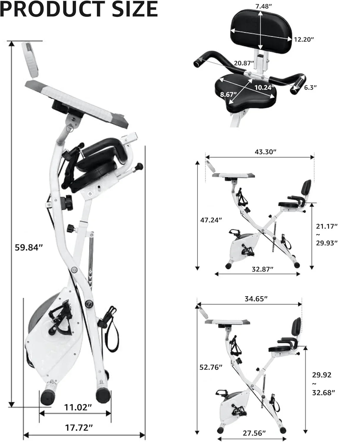 Foldable Exercise Bike Stationary Bikes For Home, 5-in-1 Indoor Workout Bike, Cycling Bike With 16-Level Quiet Magnetic Resistance