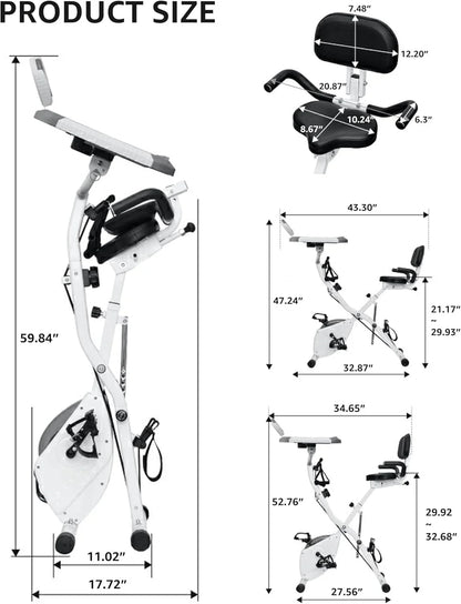 Foldable Exercise Bike Stationary Bikes For Home, 5-in-1 Indoor Workout Bike, Cycling Bike With 16-Level Quiet Magnetic Resistance