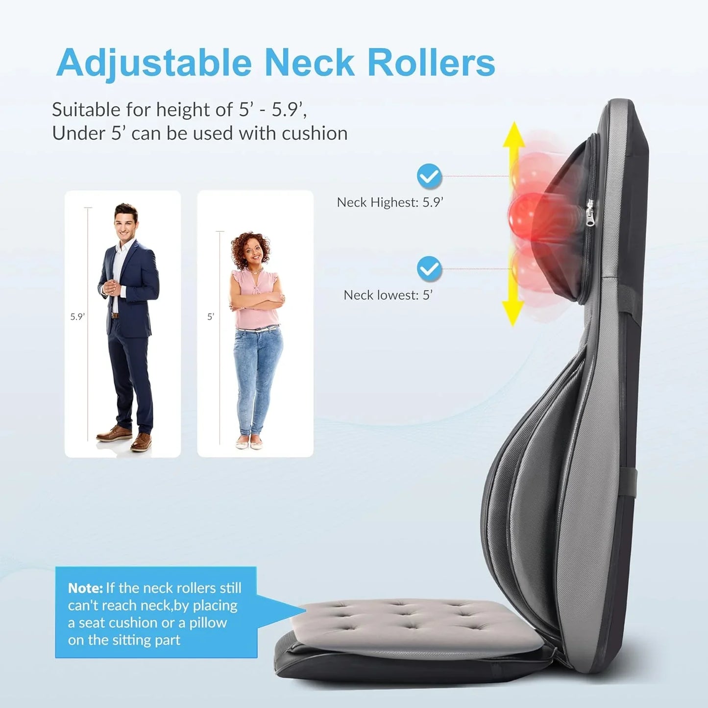 Comfier Massager Chair With Heat Shiatsu Neck Back Massager Portable With Compress And Rolling Massage Chair Pad For Full Back Neck And