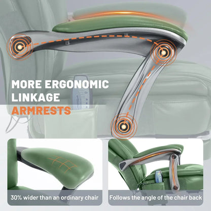 Massage Office Chair With Heating And Footrest Ergonomic Executive Reclining Office Chair