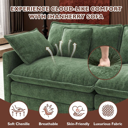 Ihanherry 146 In. U-Shaped Modern Sofa Modular Sectional Cloud Couch With 2 Ottoman