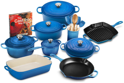 20-piece Signature Cast Iron Cookware Set,10.25 In. Skillet,1.75-quart Saucepan With Lid