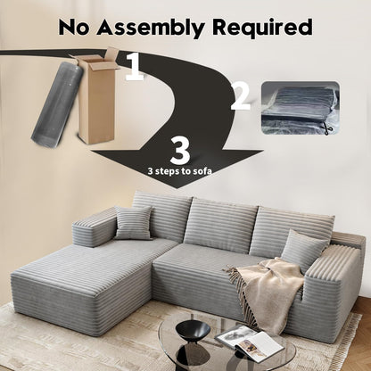 107.5 In. Cloud Modular Sectional Sofa Couch With L-Shape Chaise, Modern Minimalist Upholstered Couches For Living Room Bedroom