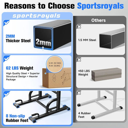 Sportsroyals Power Tower Pulp Up Bar Station, 450 Lbs Stable Suspended Immersion Tilt Station
