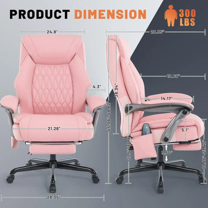 Massage Office Chair With Heating And Footrest Ergonomic Executive Reclining Office Chair