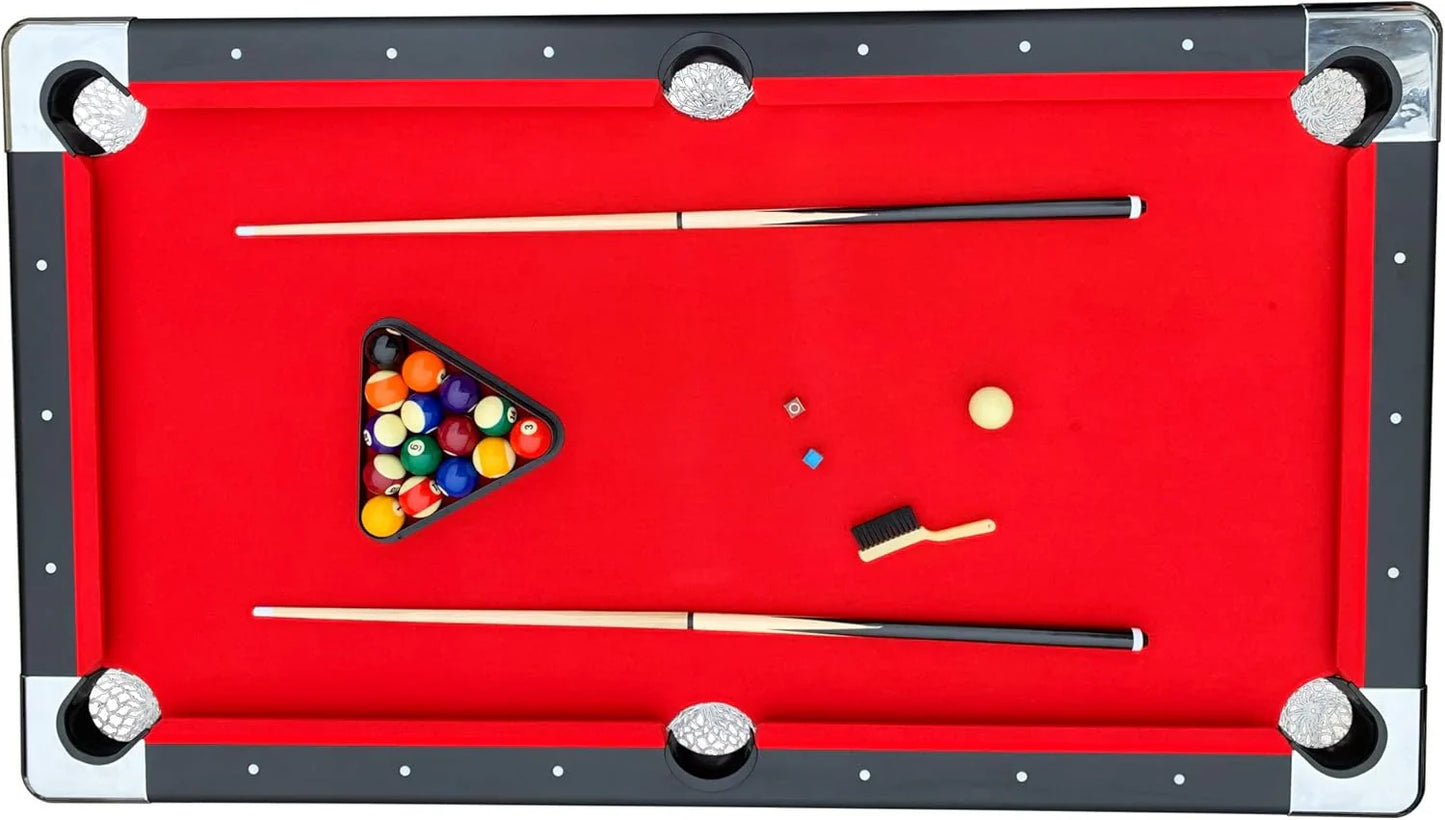 6 Ft. Portable Pool Table, Adults Folding Billiards Tables For Game Room With Easy Foldable Storage, Includes Full Set Of Billiard Balls, Cues