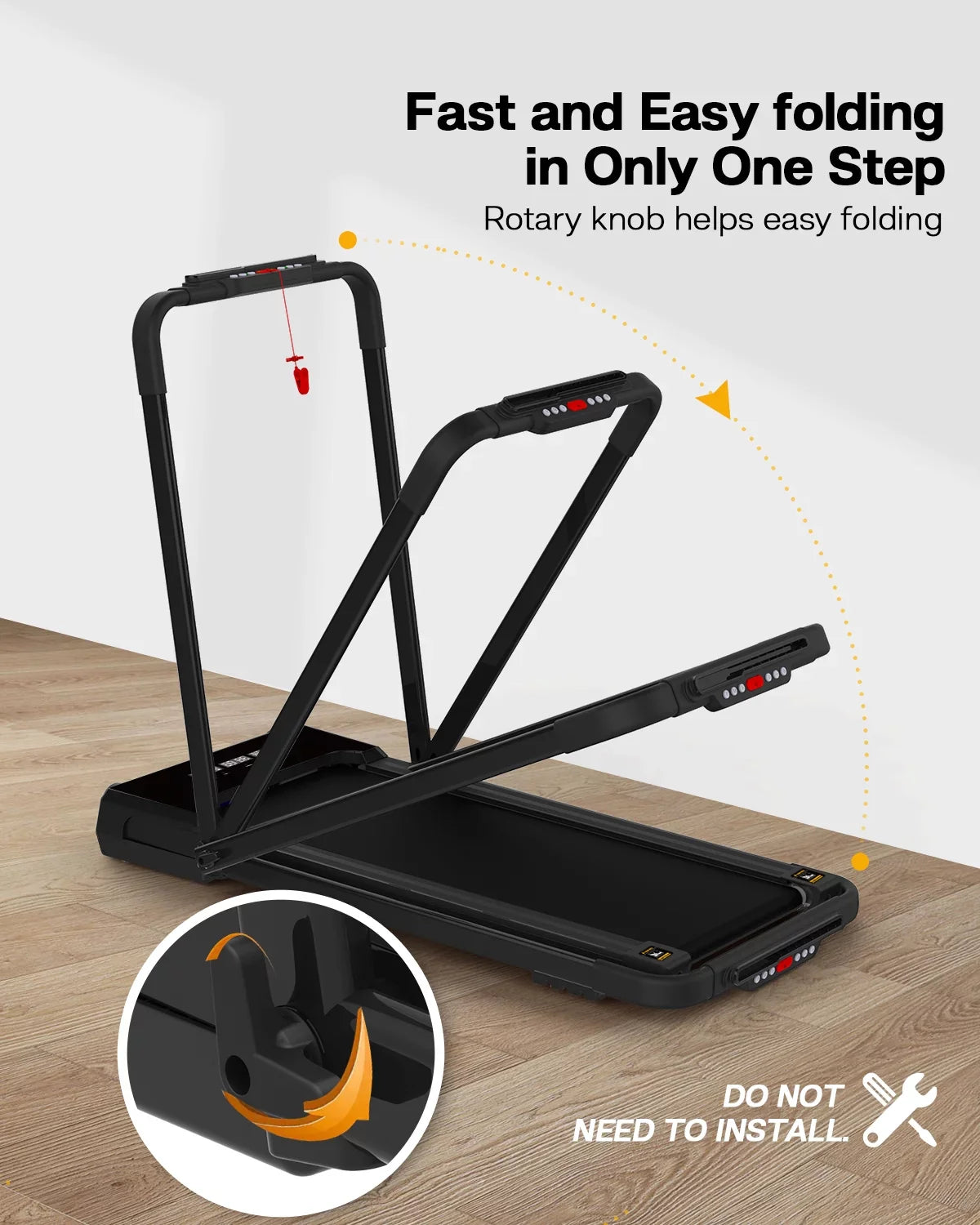 Fyc 3.5HP Under Desk Treadmill 300lbs Weight Capacity 2-in-1 Foldable Design Remote Control And LED Display Compact Electric Walking And Running