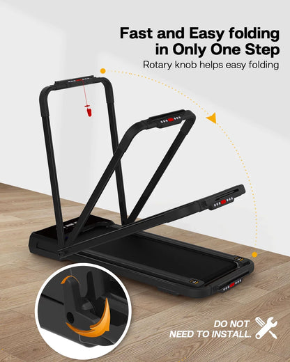 Fyc 3.5HP Under Desk Treadmill 300lbs Weight Capacity 2-in-1 Foldable Design Remote Control And LED Display Compact Electric Walking And Running