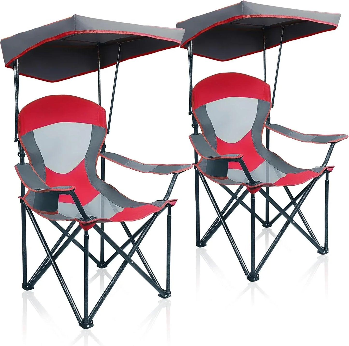 Alpha Camp Heavy Duty Canopy Camping Chair, 350 Lbs Capacity Oversized Folding Chair With Adjustable Sunshade