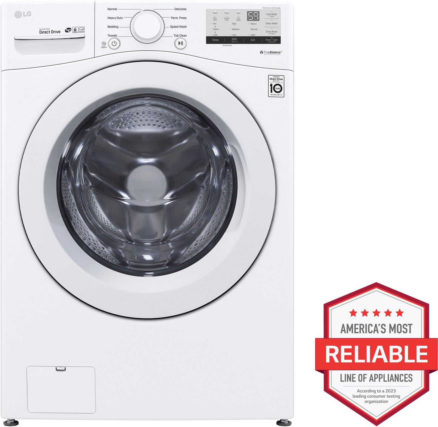4.5 Cu. Ft. High Efficiency Stackable Front-Load Washer With 6Motion Technology, White