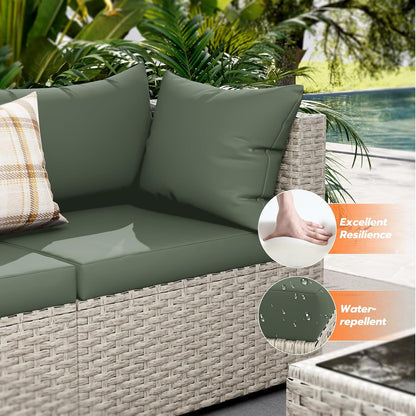 Udpatio Outdoor Patio Furniture Set 7-Piece PE Wicker Sectional Sofa Outdoor Conversation Set
