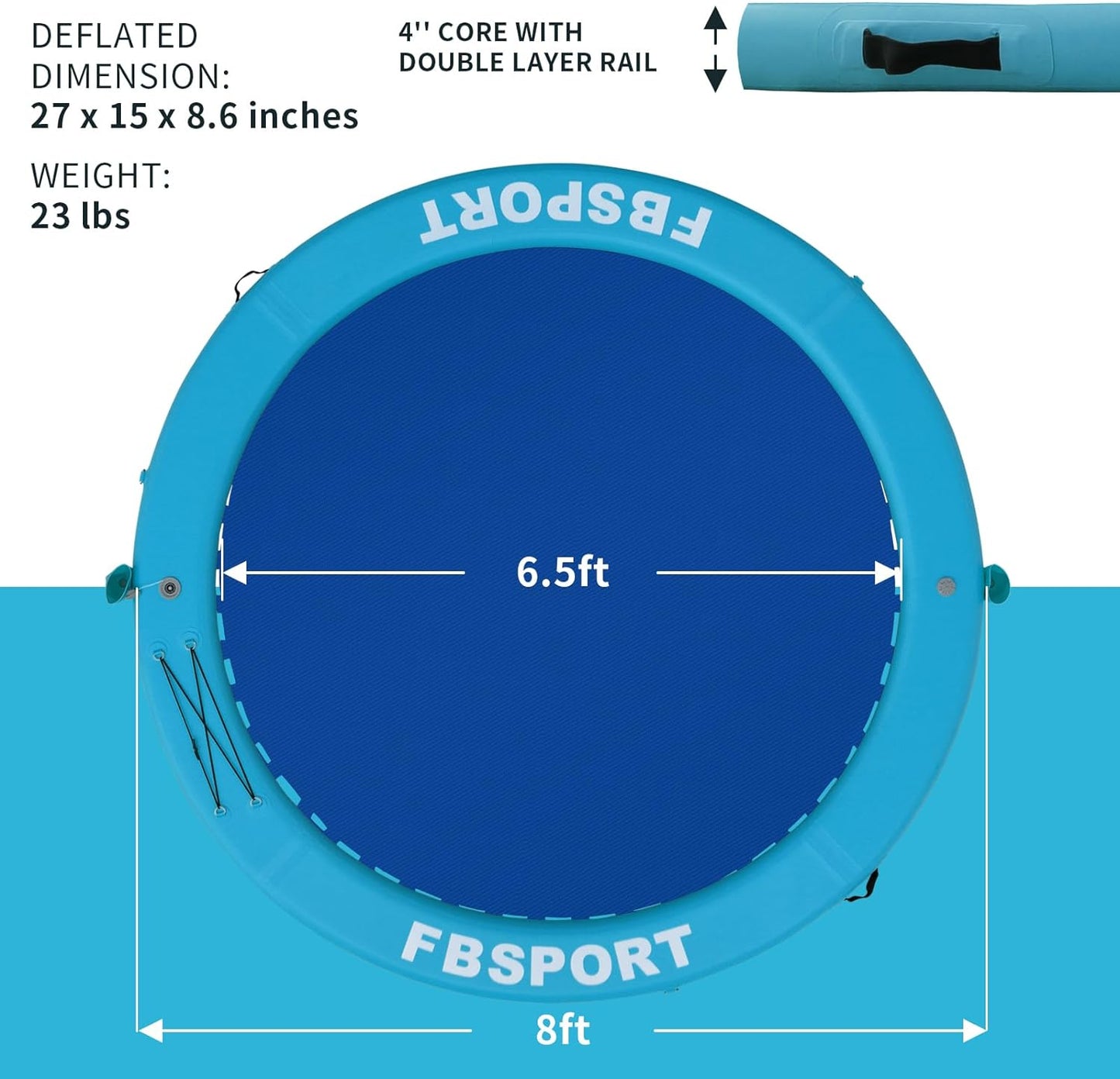 Inflatable Dock Floating Platform 8 Ft. Inflatable Water Hammock Floating Deck For Lake With Cupholder Round Floating Ring Float Ring Pool Float