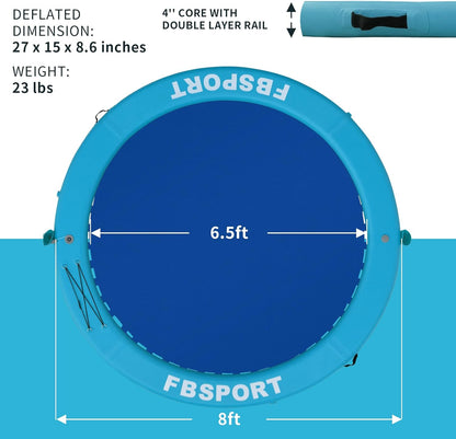 Inflatable Dock Floating Platform 8 Ft. Inflatable Water Hammock Floating Deck For Lake With Cupholder Round Floating Ring Float Ring Pool Float