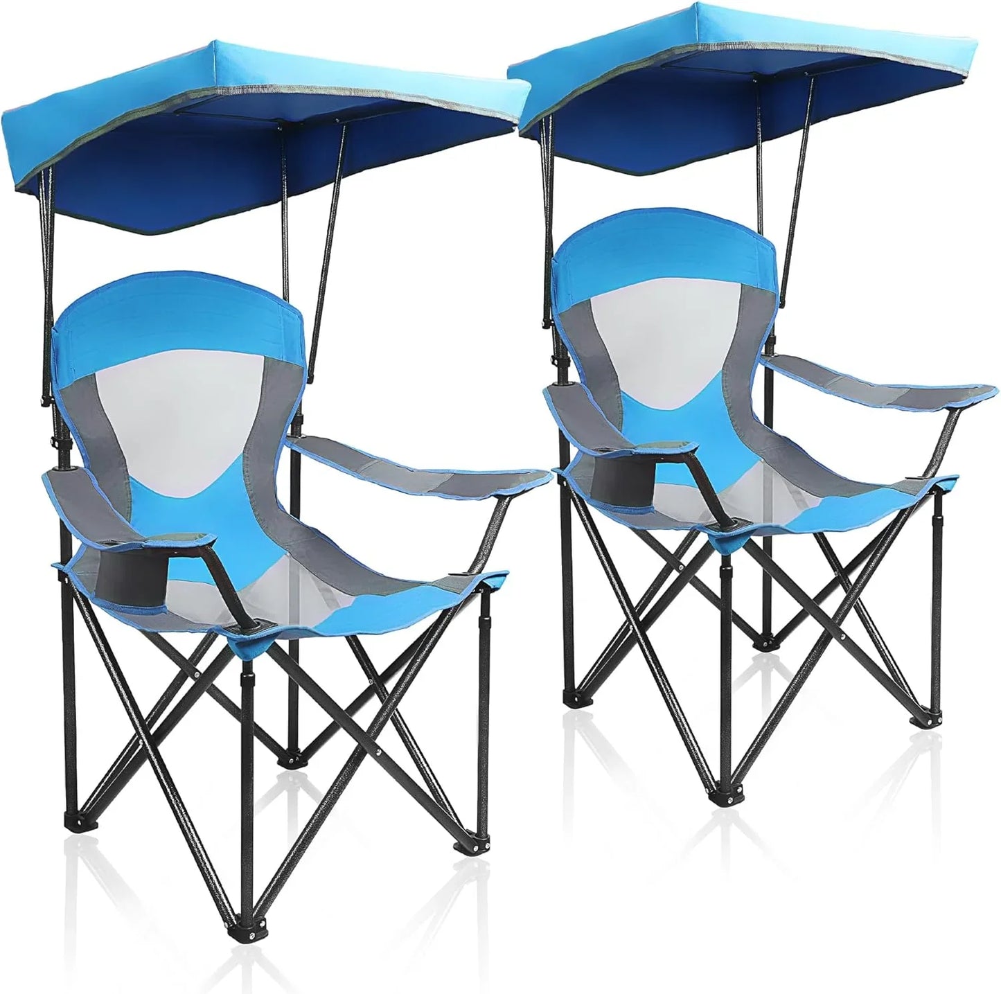 Alpha Camp Heavy Duty Canopy Camping Chair, 350 Lbs Capacity Oversized Folding Chair With Adjustable Sunshade