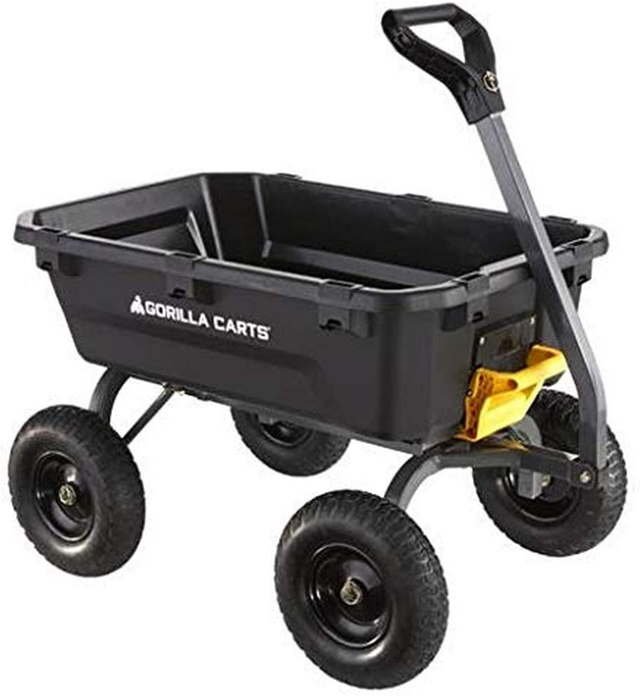 Gorilla Carts 7GCG-NF 7 Cu. Ft. Heavy-Duty Poly Garden Dump Cart With No-Flat Tires Black, Exclusive