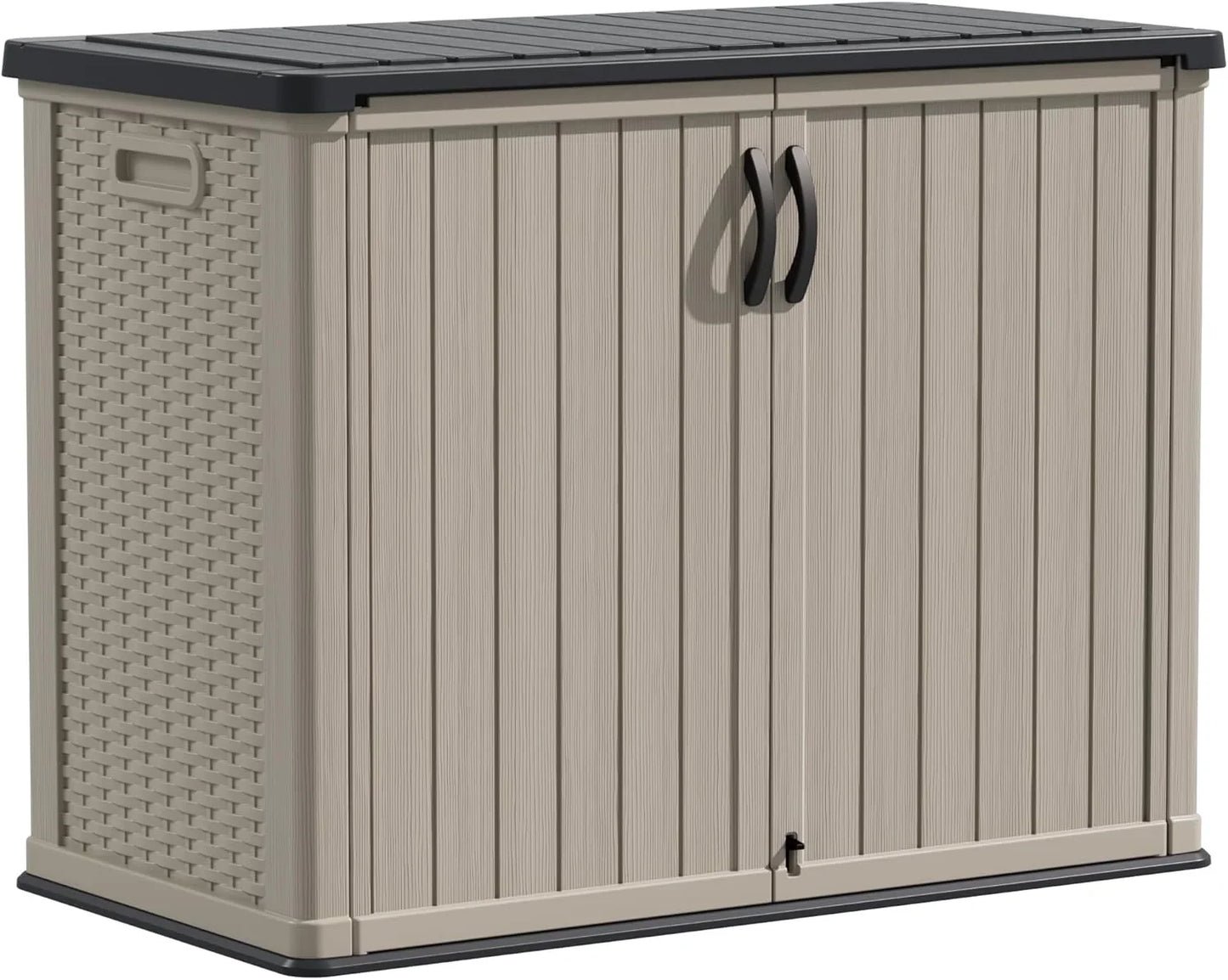 Devoko Outdoor Storage Cabinet 26 Cu. Ft. With Lockable Doors, Horizontal Storage Shed Waterproof Patio Tools Storage Box For Sofa Cushions