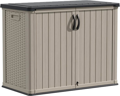 Devoko Outdoor Storage Cabinet 26 Cu. Ft. With Lockable Doors, Horizontal Storage Shed Waterproof Patio Tools Storage Box For Sofa Cushions